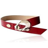 HOTER Women Designer Dress Belt Silver Buckle -BLACK