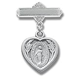 Sterling Silver Christening Baptism Baby Infant Pins Godchild Religious Mary Angel