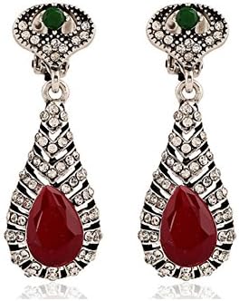 Jewel 4U rhinestone vintage clip earrings without piercing long earrings clip on earrings