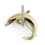 Dolphin Pendant with Diamond in 14K Yellow Gold