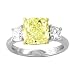 3.51 ct Cushion Cut Natural Fancy Yellow Three Stone Diamond Engagement Ring SI1 GIA Certificate - 10