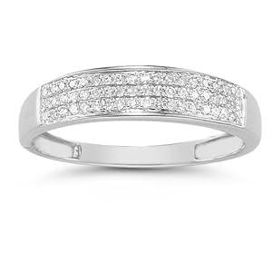 Domed Women's Diamond Wedding Band in 14K White Gold