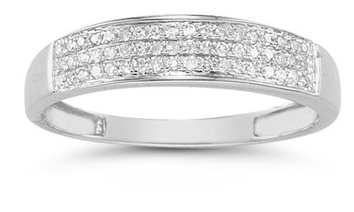 Domed Women’s Diamond Wedding Band in 14K White Gold