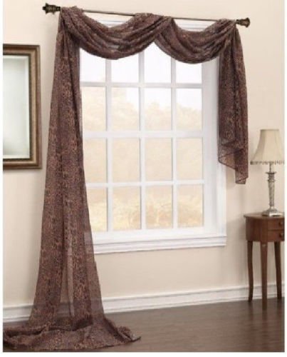 Gorgeous Home *DIFFERENT SOLID COLORS* AND ALSO *ANIMAL PRINT* 1PC SCARF VALANCE SOFT SHEER VOILE WINDOW TOPPER SWAG PANEL CURTAIN 216