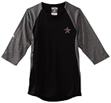 MLB Boys' Houston Astros 3/4 Sleeve Crew Neck Featherweight Tech Fleece Pullover (Pro Black/Pro Carbon Heather, Medium)