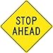 NMC TM215K Traffic Sign, Legend "STOP AHEAD", 24" Length x 24" Height, High Intensity Prismatic Reflective Aluminum 0.080, Black On Yellow