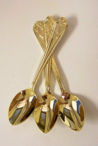 Set of 12 Gold Plated High Quality Demitasse - Tea Party Spoons