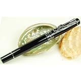 Executive Black Silver Ring Cap Nib Medium Point Fountain pen with Push in Style Ink Converter