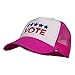 E4hats Vote with Stars Embroidered Foam Mesh Back Cap - Hot Pink White OSFM