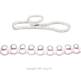 Single Strand 18 Inch 6.0-7.0mm White Semi-Round Freshwater Cultured Pearl... by Pearl Necklaces