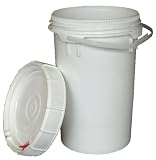 Vestil PAIL-SCR-65-W Plastic Screw Top Pail with Lid and Handle, 6.5 gallon Capacity, White