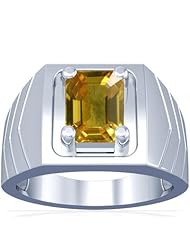 Platinum Emerald Cut Yellow Sapphire Solitaire Ring
