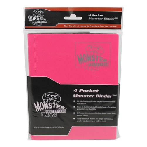 Monster Binder - 4 Pocket Matte Pink Album - Holds 160 Yugioh, Magic, and Pokemon Cards