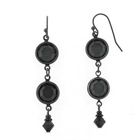 Black Beauties Channel Set Trio Drop Earrings