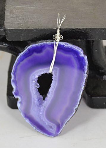 Hand-wrapped Agate Slice Pendant with Stirling Silver Wrap