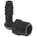 Thogus Polyethylene Tube Fitting, 90 Degree Elbow, Black, 3/4" NPT Male x 1/2" Barbed (Pack of 10)