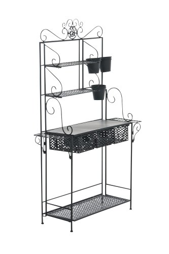 examen CLP XL Table de culture SHINE LORAVILLE de fer avec 4 étagères et tiroirs 3 paniers (jusqu'à 5 couleurs choisissent) noire