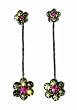 Earrings - E129 - Swarovski Crystal Flower Drop ~ Olivine (Green) & Fuchsia
