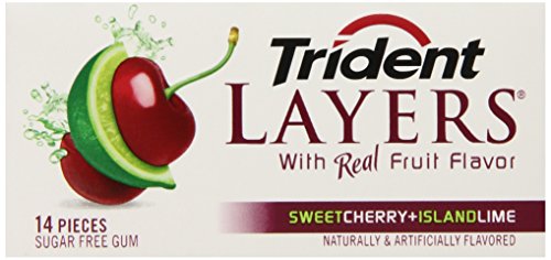 Trident Layers Sugar Free Gum (Sweet Cherry & Island Lime, 14-Piece, 3-Pack)