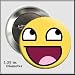 Internet Meme Smiley Face Button Pin 1.25 inches in Diameter