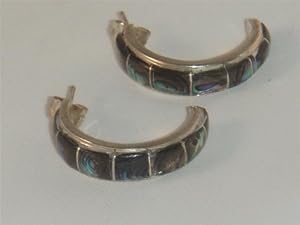 Inlaid Abalone Shell Sterling Silver Hoop Earrings - ER-0080