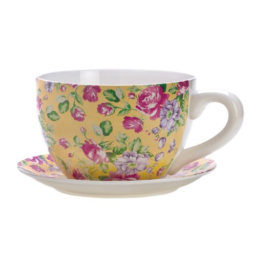 Gifts & Decor China Rose Teacup Saucer Herb Planter Flower Plant Pot