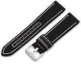Hadley-Roma Mens MSM848RT 220 22-mm Black Genuine Kevlar with Off-White Stitching Watch Strap