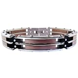 Stainless Steel Mens Bracelet w/ Diamond Accent, Black Plating & Brown Plating (.16cttw), 8