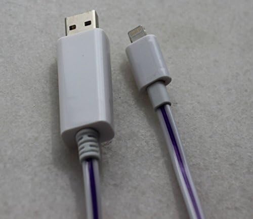 DS Link Light Up Luminescent Visible Current Flow Smart Charger and Sync Cable for iphone6 5S 5C iPad mini ipad air etc (White/Purple) 80cm