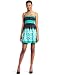 Underskirts - Teeze Me Juniors Printed Strapless Sundress With Tulle Underskirt, White/Black/Green, 5