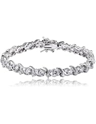 Cubic Zirconia and Sterling Silver 4mm Round Curve Bracelet