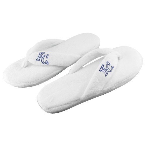 Kansas City Royals Ladies White Plush Thong Slippers (9/10)