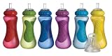 Nuby 1214 Easy Grip Sport Sipper Trinkflasche 300ml mit auslaufsicherem Trinkhalm aus weichem Silikon fuer variablen Trinkfluss, ab 12 Monate, 1 Stueck, Farbe nicht frei waehlbar