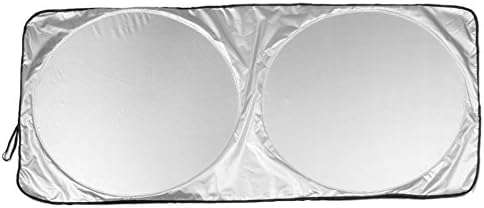 Folding Windshield Sun Shade Black Silver Tone for Car Auto