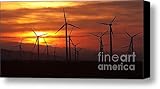 Wind Turbines Sunrise Panoramic Canvas Print / Canvas Art - Artist Clarence Holmes