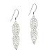 Sterling Silver .925 D Cut Design Filigree Leaf Dangle Drop Earrings