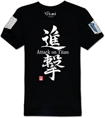 SMASH OUT Attack on Titan Cosplay T-shirt black Shingeki No Kyojin with towel (XL)