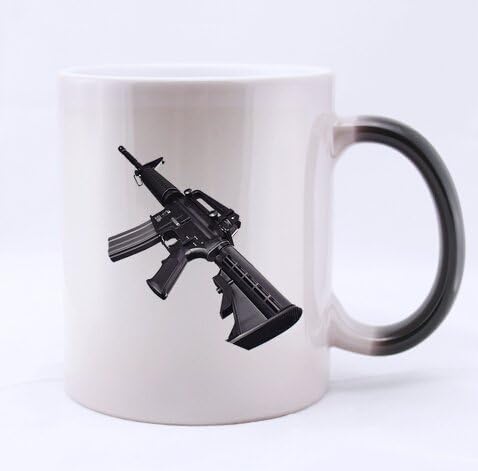 Cool Gun Morphing Mug personalized, Assault Rifle M4A1 Custom Morphing mug 100% Ceramic 11 Ounce