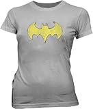 Batman Batgirl Logo Distressed Silver Juniors T-shirt Tee