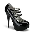 5 3/4 Inch Heel Black Mini Platform Pump Mary Jane Strappy Shoes Concealed Platform
