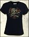 Kat Von D Skull n Bones with Roses Women's Short Sleeve Tee Shirt in Midnight Blue