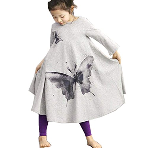 Zeagoo Kid Girls Clothing Cotton Butterfly Print Long T-shirt Skirt