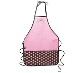 Mom Apron Pink and Chocolate Dots Floral Design
