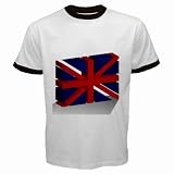 Men's Customized 3D ARTIFICIAL AUTOMATION BLUE 100% Cotton White Ringer T-shirt