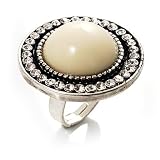 Vintage Crystal Dome Shaped Cocktail Ring (Antique Silver)