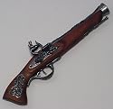 18th Century European Pirate Blunderbuss Flintlock Pistol - Detailed Wood and Metal Replica Prop Gun with Detailed Metalwork
