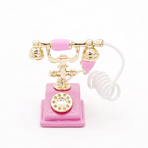 Odoria 1:12 pink old-fashioned phone vintage miniature …