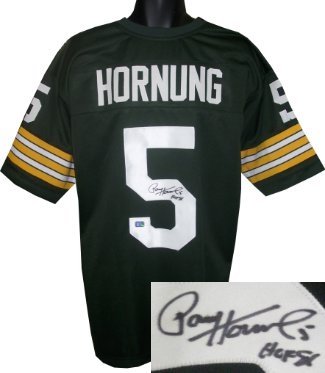 Paul Hornung Autographed/Hand Signed Green Bay Packers Green Prostyle Jersey HOF 86