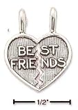Sterling Silver Small Best Friends 2 Piece Heart Charm