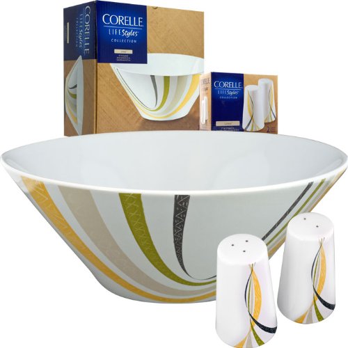Trademark 82-74359 Corelle Linea Serving Bowl & Salt/Pepper Set Trademark 82-74359 Corelle Linea Serving Bowl & Salt/Pepper Set
